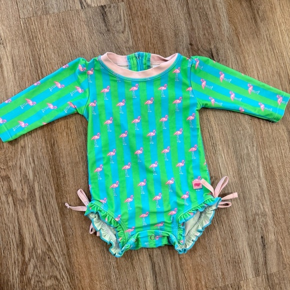 Ruffle Butts Other - Ruffle Butts Baby Girl Swimsuit One Piece Size 3-6 Months Flamingos Ruffles Girl